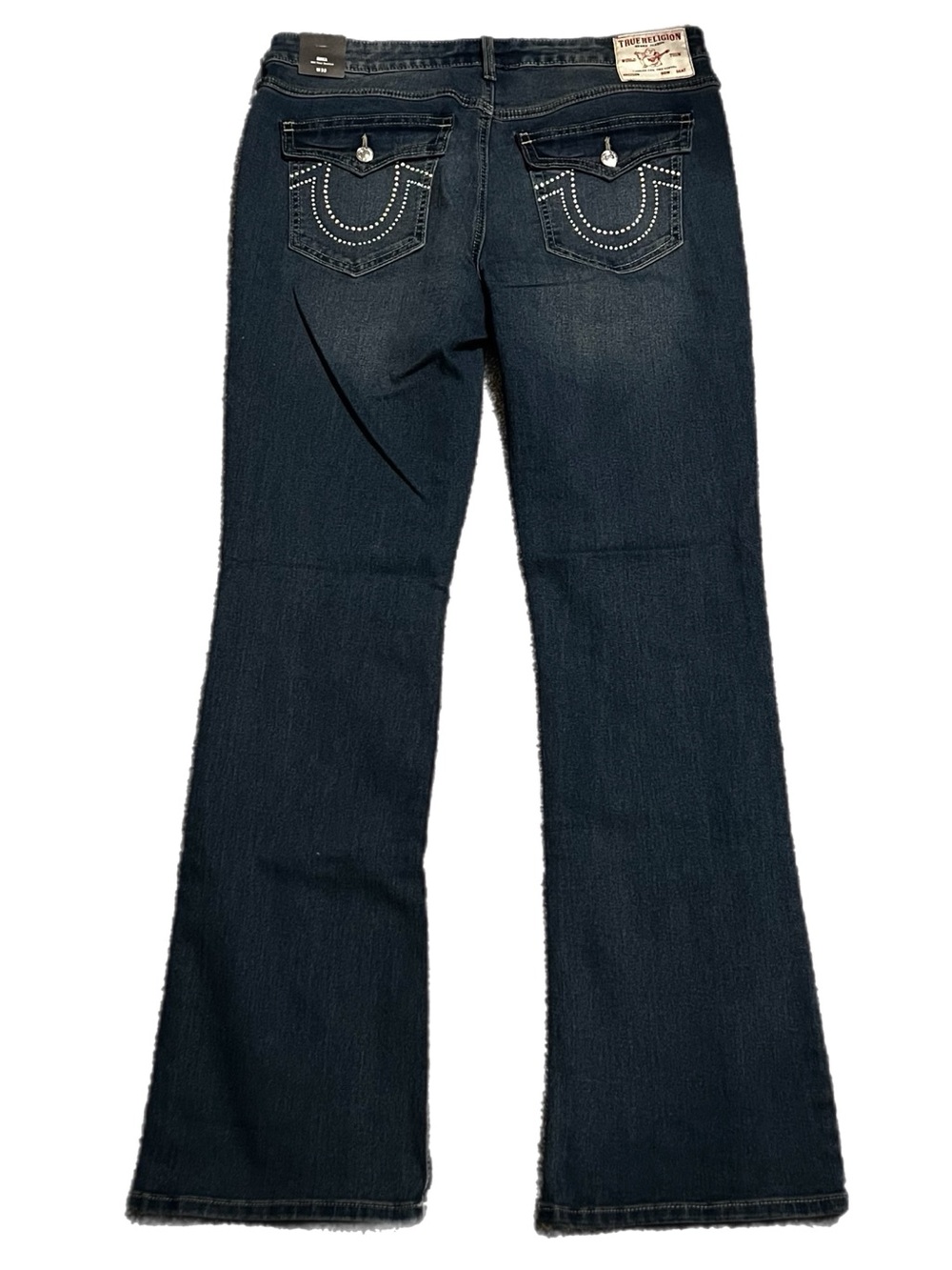NWT True Religion Women's Dark Glacial Becca Mid-Rise Flap Bootcut Jeans